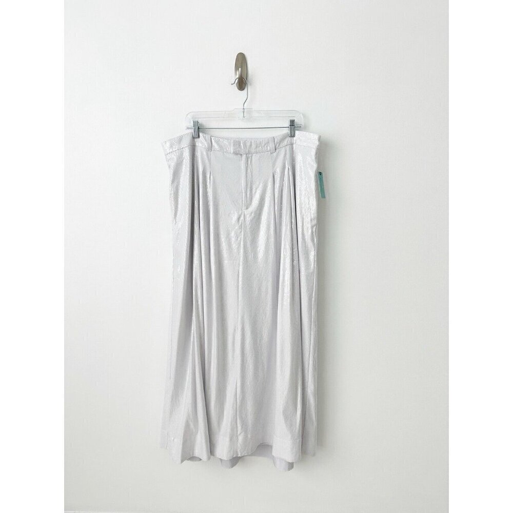 NWT Anthropologie Avery Pleated Maxi Skirt Sequin 20W Silver Party Cockail - Picture 5 of 10